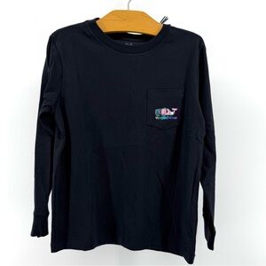 Vineyard Vines Kids Gamer Whale Long Sleeve Pocket T-shirt Jet Black